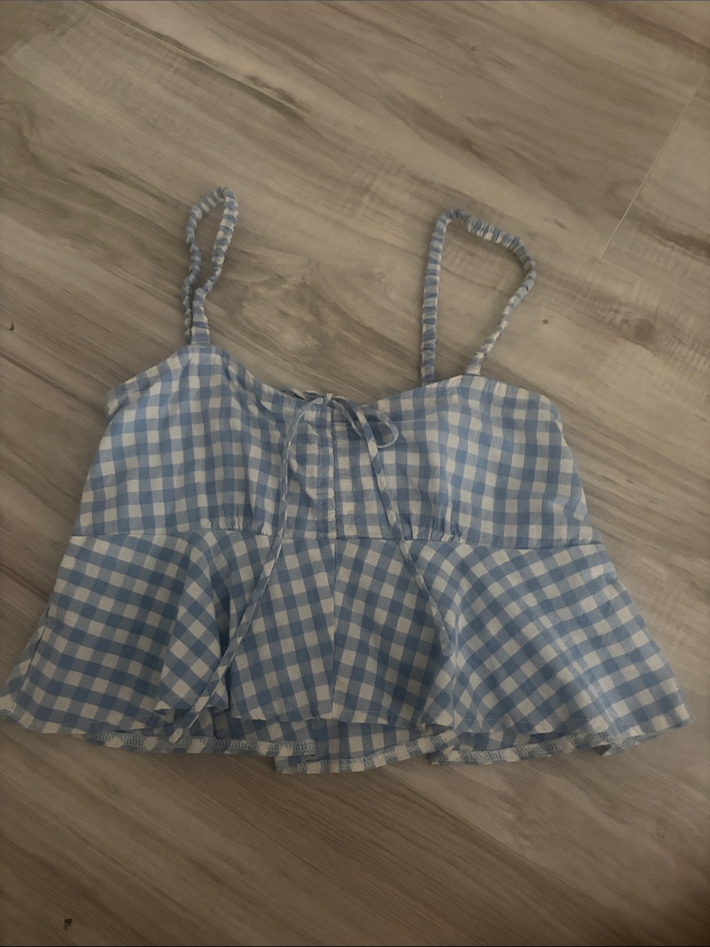 By Together Blue Gingham Peplum Cami